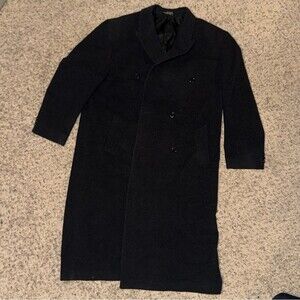 Chaps Ralph Lauren Full Length Cashmere Overcoat Peacoat Black Men Size 3XLarge